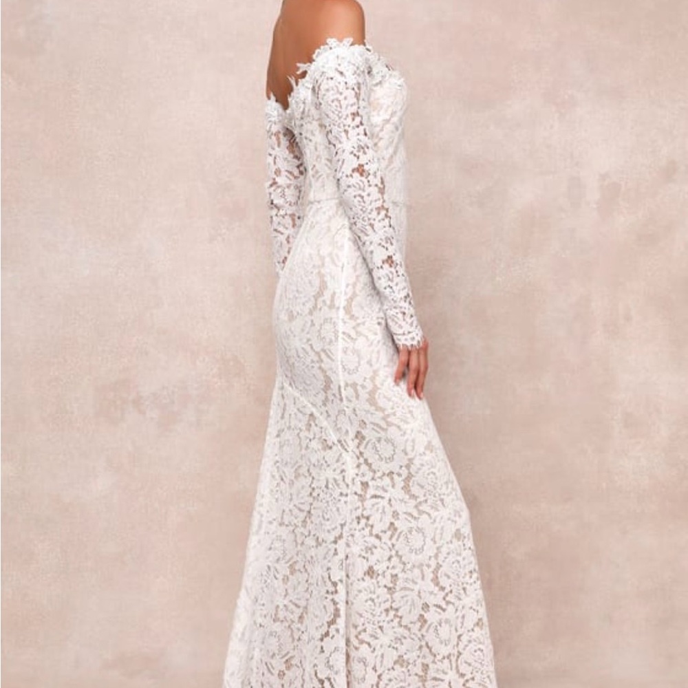 Lulu's White Lace Dress with Nude Lining - Picture 9 of 10